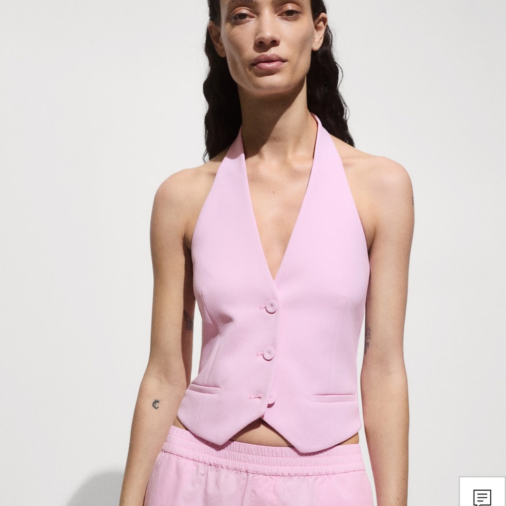 MANGO HALTER NECK GILET WITH BUTTONS